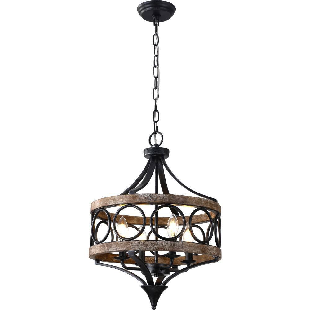 Bruns 4 Light 16 in. Weathered Wood Farmhouse Chandelier, Adjustable Height Modern Chandelier for Kitchen lsland price history on PriceWatchPro