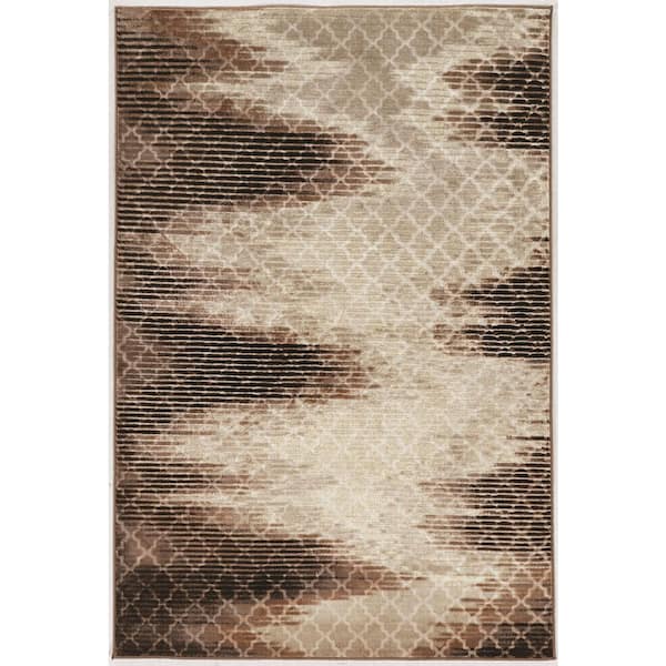 Evolution 5 ft. x 7.5 ft. Beige Geometric Loomed Polyester Rectangle Indoor Area Rug