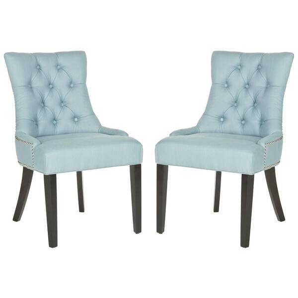 Safavieh Harlow Light Blue/Espresso Cotton/Linen Side Chair (Set of 2)