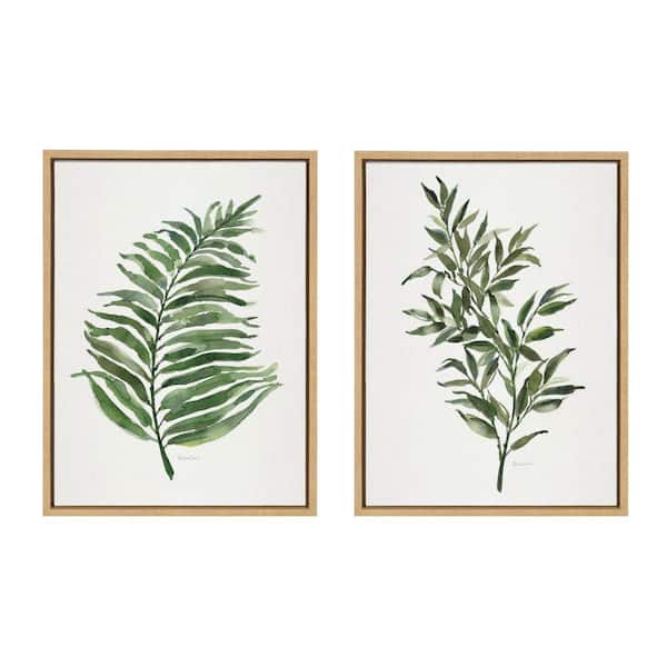 Kate and Laurel Sylvie "Green Fern and Ruscus" by Patricia Shaw 2-Piece Natural Framed Art Print Set 24 in. x 18 in.