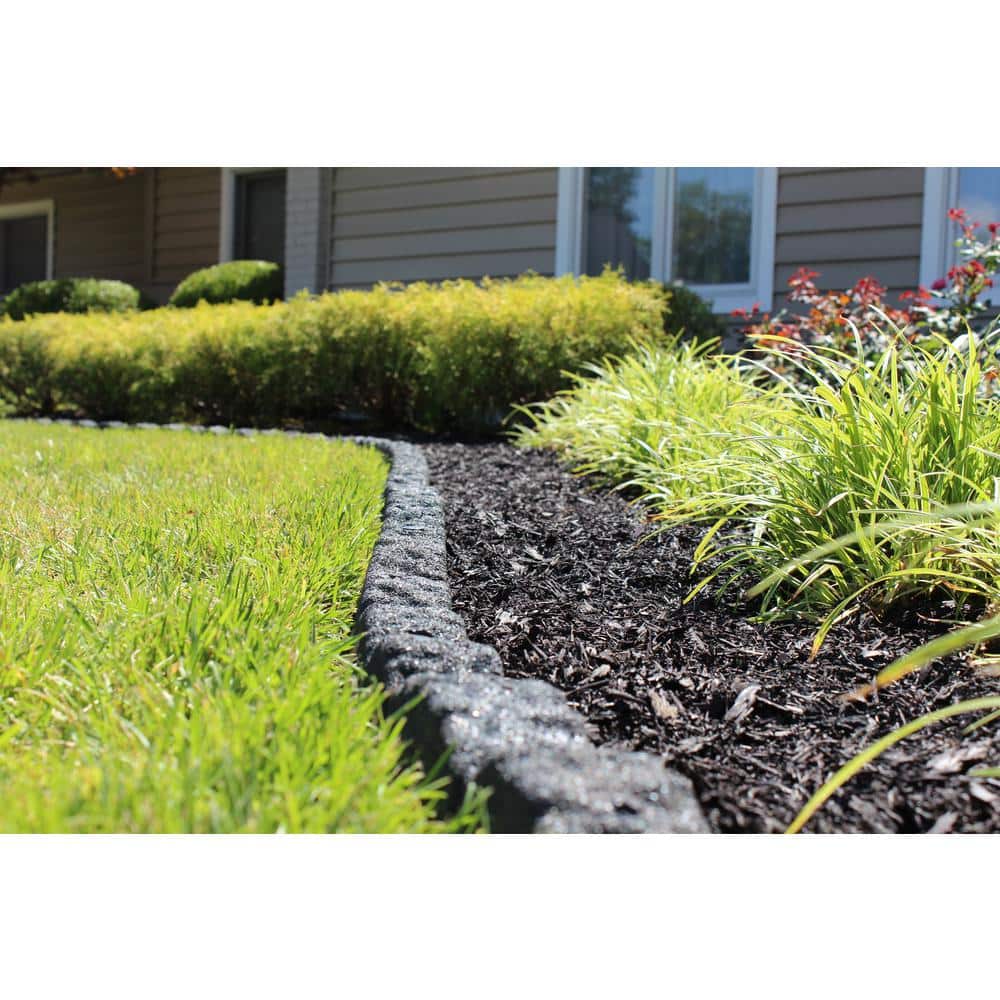 Gray Cobblestone Rubber Landscape Edging Border, 4-Pack