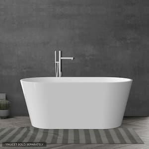 W-I-D-E Roselle 67 in. x 31 in. Acrylic Oval Freestanding Soaking Bathtub with Center Drain in White