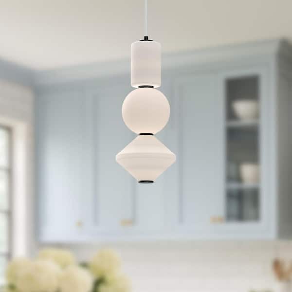 ALORA MOOD Bijou 8 in. 1 Light 20-Watt Matte Black/Opal Matte