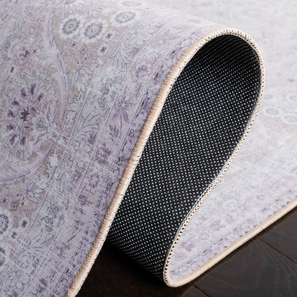 Ivory Rectangular Machine Washable Synthetic Area Rug