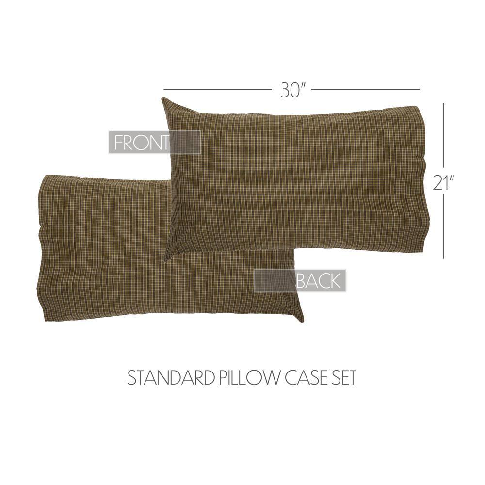 Green Plaid Cotton Standard Pillowcase Set of 2