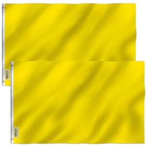Fly Breeze 3 ft. x 5 ft. Polyester Solid Yellow 2-Sided Banner Flags with Brass Grommets and Canvas Header (2-Pack)