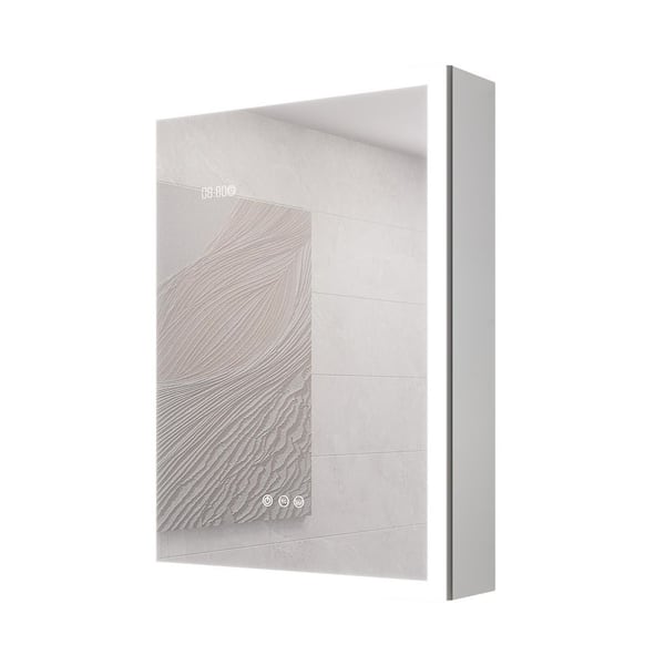 20 in. W x 28 in. H Rectangular Aluminum Anti-fog Dimmable LED Light Surface Mount Medicine Cabinet with Mirror