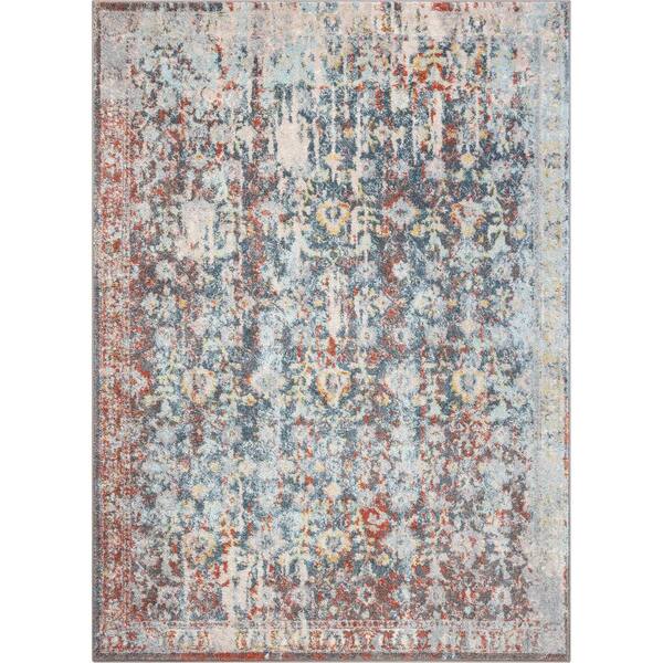 Well Woven Sydney Lyric Blue Vintage Bohemian Oriental 7 ft. 10 in. x 9 ft. 10 in. Distressed Area Rug
