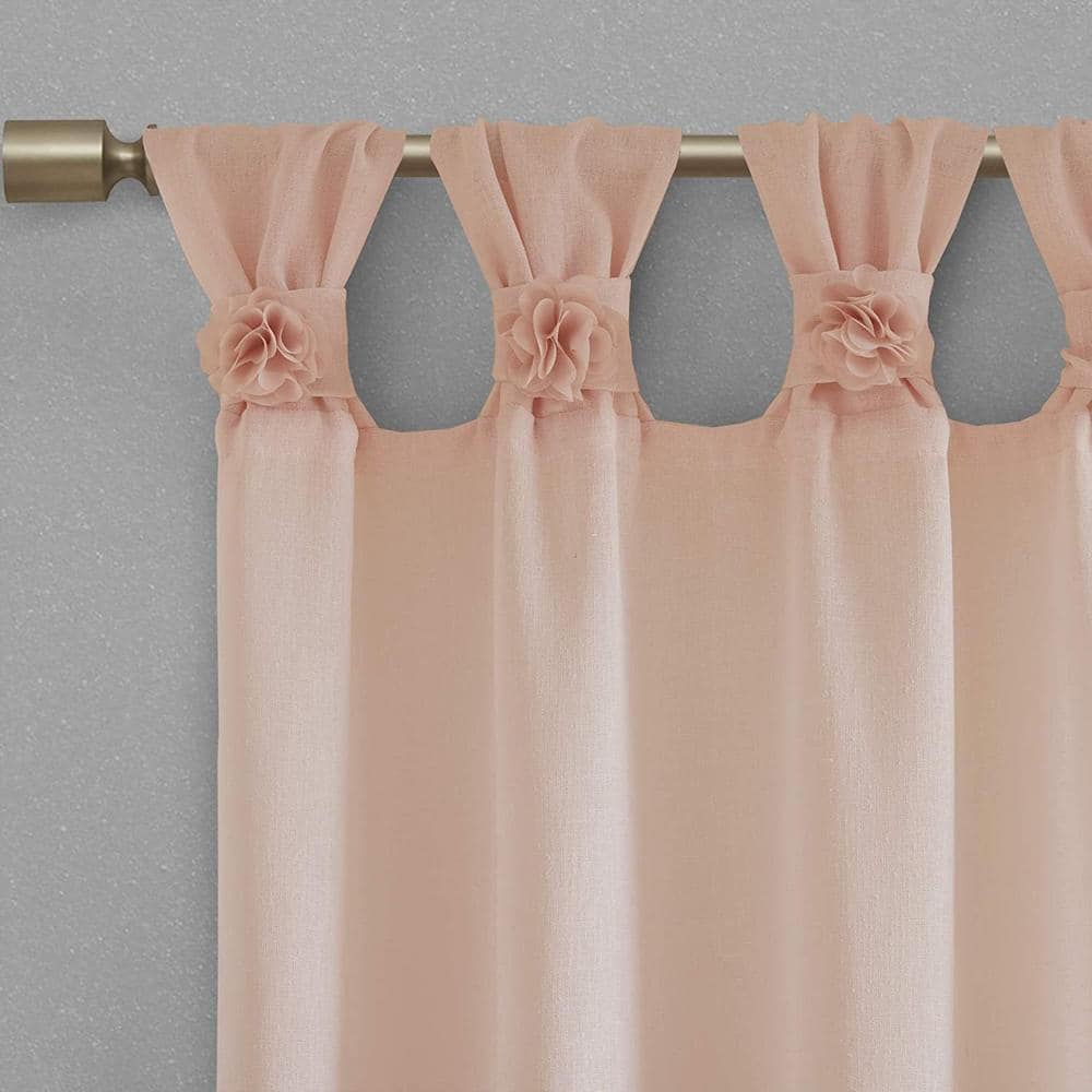 Blush Tab Top Sheer Polyester Linen Window Panel