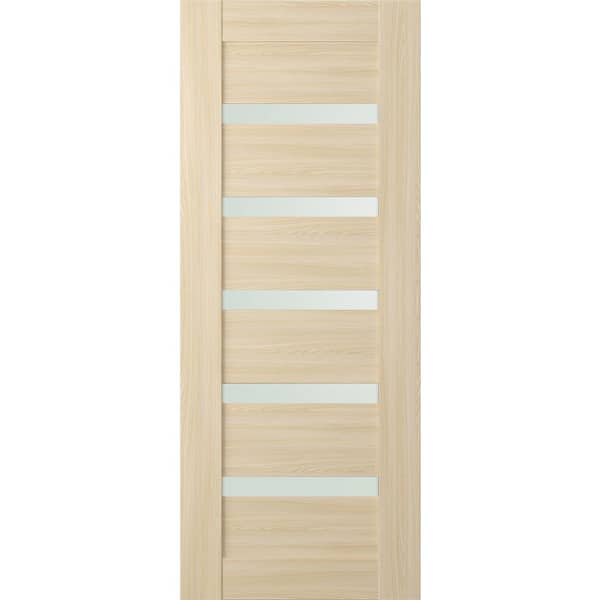 Vona 07-04 32 in. x 84 in. No Bore 6-Lite Frosted Glass Loire Ash Wood Composite Interior Door Slab