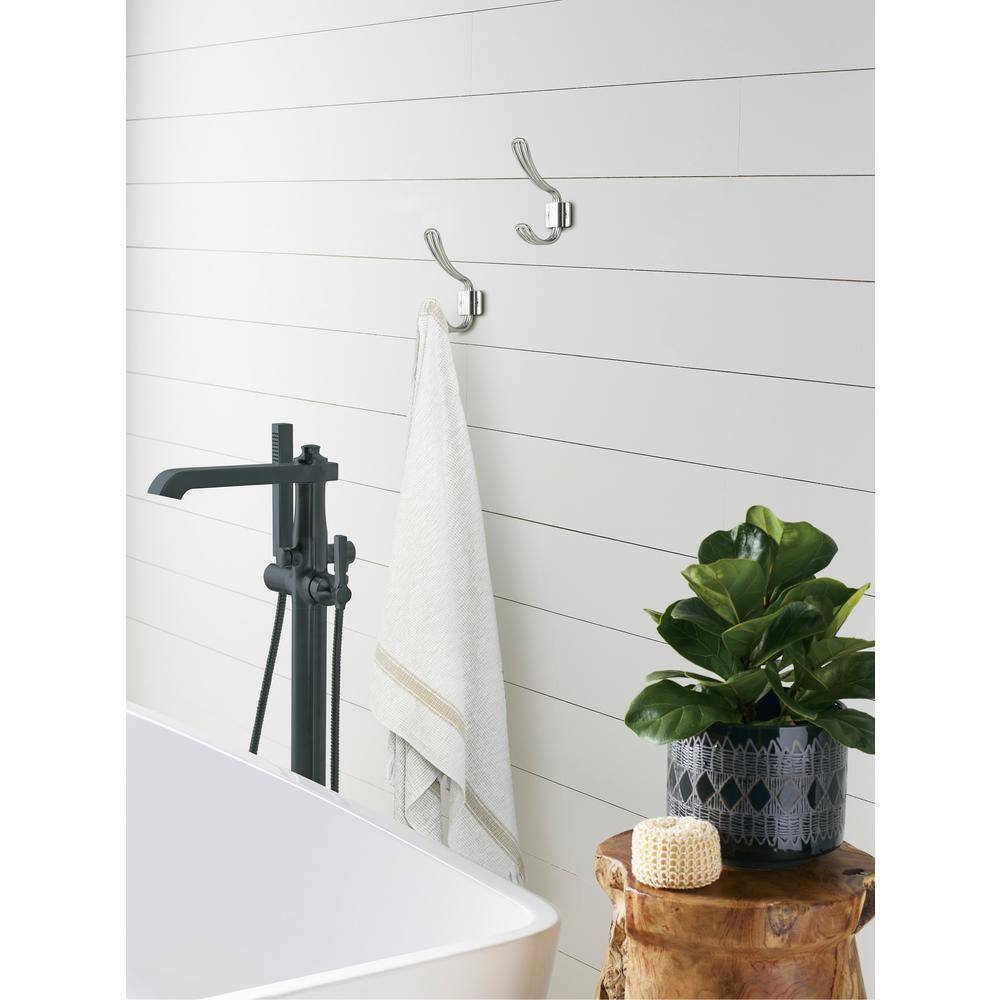 Polished Nickel Double Prong Decorative Wall Hook