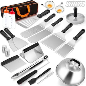 Standard Black and Silver 30-Piece Stainless Steel BBQ Accessories for Outdoor Kitchen Accessories with Storage Box Bag