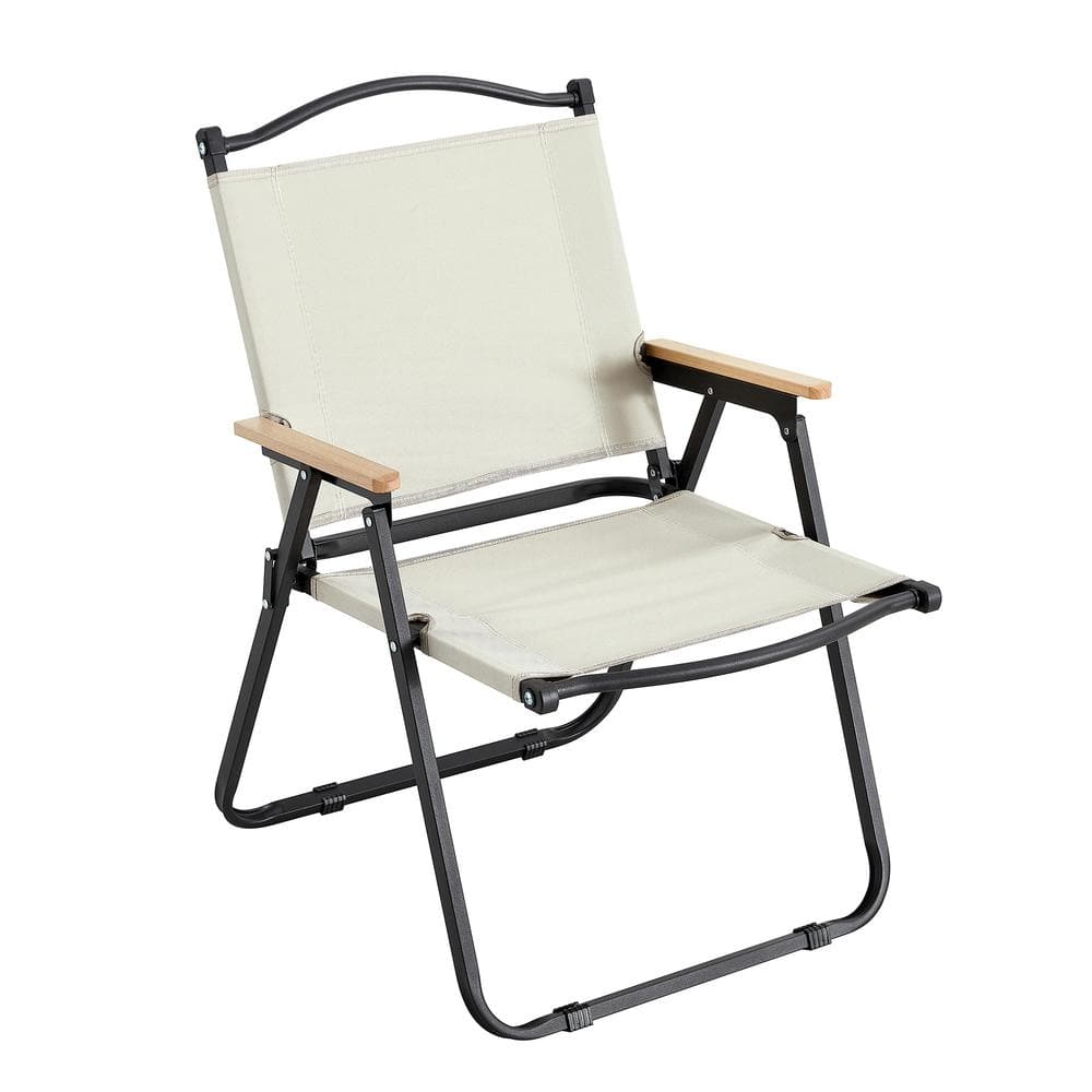 Beige Oxford Fabric Folding Outdoor Chair for Outdoor Camping
