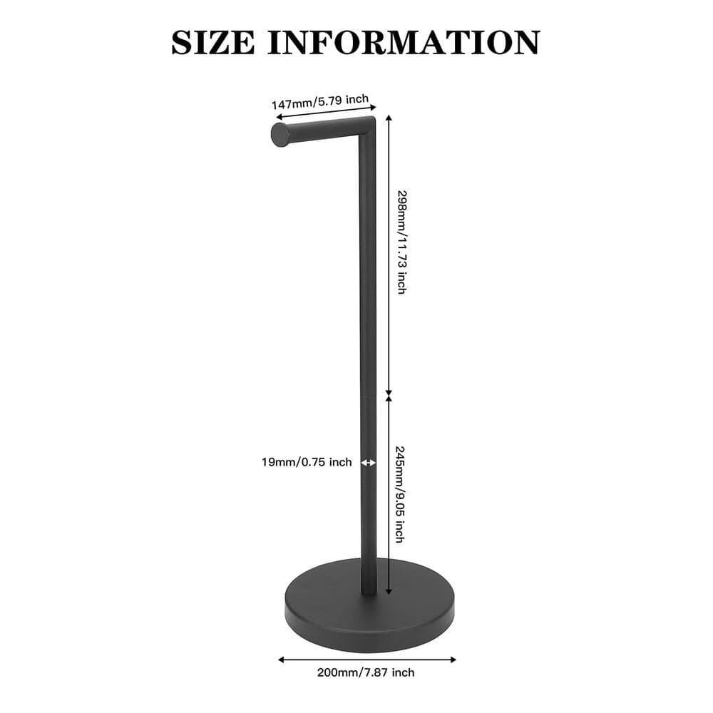 Matte Black Stainless Steel Freestanding Toilet Paper Holder