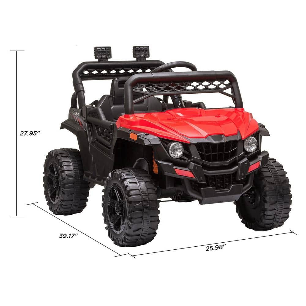 Red 12-Volt Ride On Car with LED Lights and Music