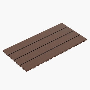 1 ft. x 2 ft. PVC Brown Patio Deck Tiles, 24 Pcs DIY Module Interlocking Decking Tiles Floor Tile for Porch Poolside