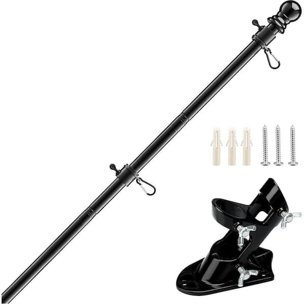 DIIG 6 ft. Black Flagpole Stainless Steel FlagPole with Mounting ...