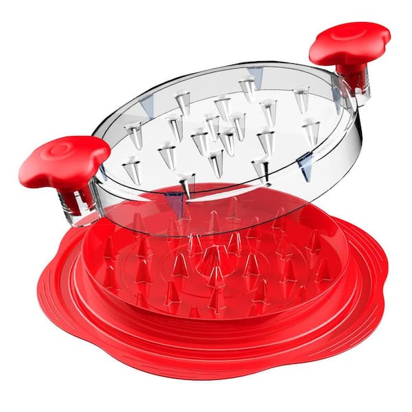 Multi-Purpose Red Chicken Shredder Tool with Brush and Fork for Kitchen Pork Beef Chicken Processing