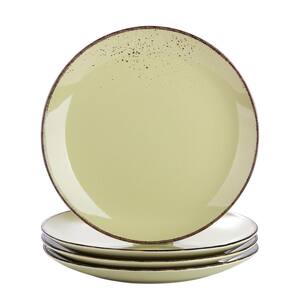10.5 in. Navia Prato 4-Pieces Yellow Green Dinner Plate Stoneware Vintage Look Crockery Set Dinner/Fruit/Snack Plate