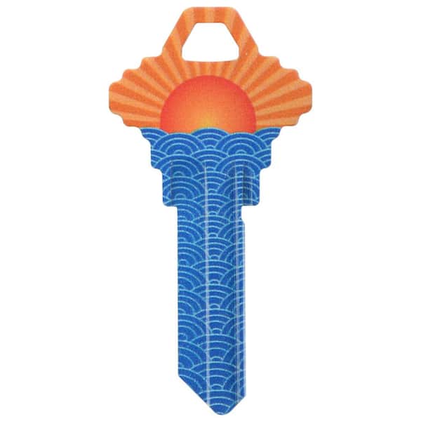 The Hillman Group Schlage Brass House and Entry Key Blank Sunrise Design