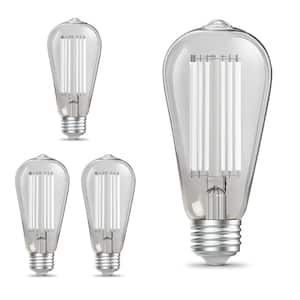 60-Watt Equivalent ST19 Dimmable White Filament Clear Glass E26 Vintage Edison LED Light Bulb, Daylight 5000K (4-Pack)