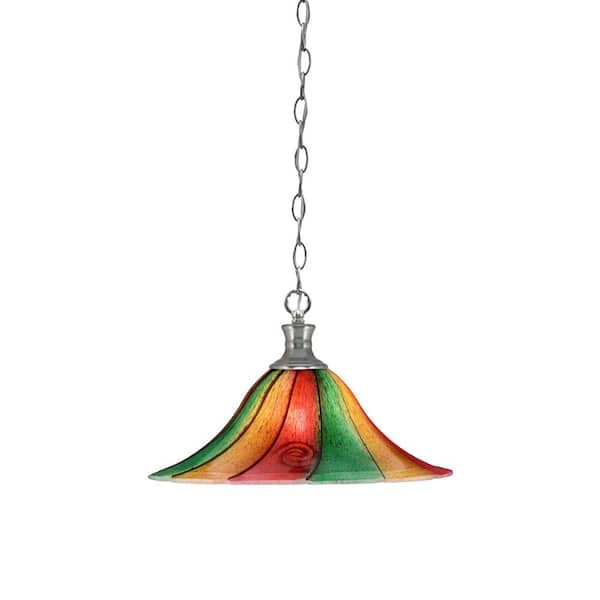 Unbranded Peabody 60-Watt 1-Light Brushed Nickel Shaded Mini Pendant Light with Glass Shade