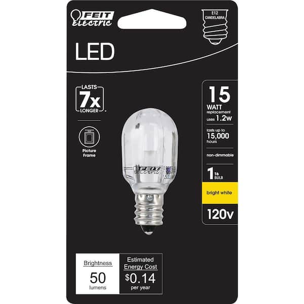 TRIJZHOU E12 LED Bulbs – 15W Dimmable, 120V, 1500LM, 6000K Daylight, COB Chips, Candelabra Base – 3-Pack (Replaces 120-150W Halogen)