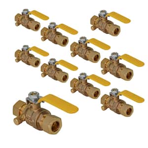 Premium Brass Full Port Ball Valve with Drain, with 1/2 in. Compression Connections (10 Pack)