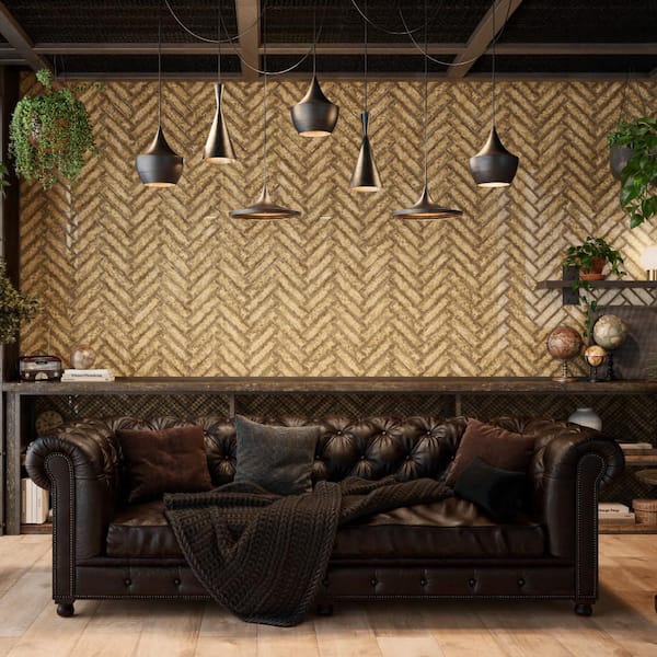 Gaudi React Brick Gold 2 in. x 10 in. Porcelain Floor and Wall Tile (5.78 sq. ft. /Case)
