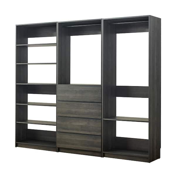 Klair Living Prosper 94.5 in. W Gray Tower System Freestanding-Shelf Walk-in Wood Closet System