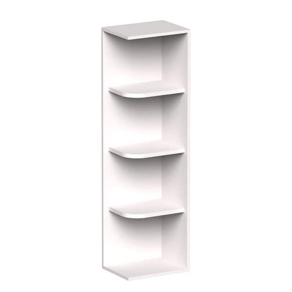 12 in. W x 9 in. D x 42 in. H Ready to Assemble Solid Wood Shaker Wall Shelves Kitchen Cabinet in White With 5 shelves