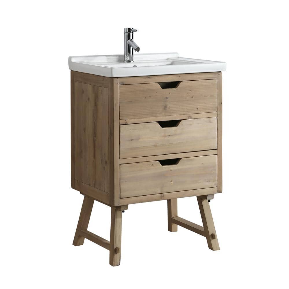 Fredric 24" Natural Reclaimed Wood Single Sink Vanity