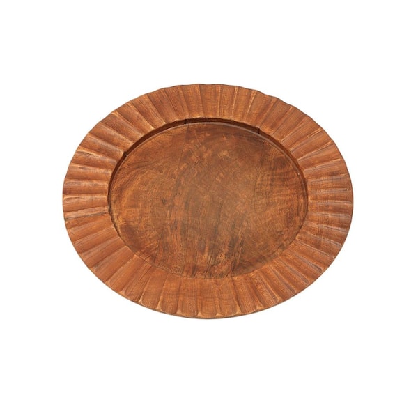 Brown Round Wood 13 in. Decorative Bowls (1 Pc)