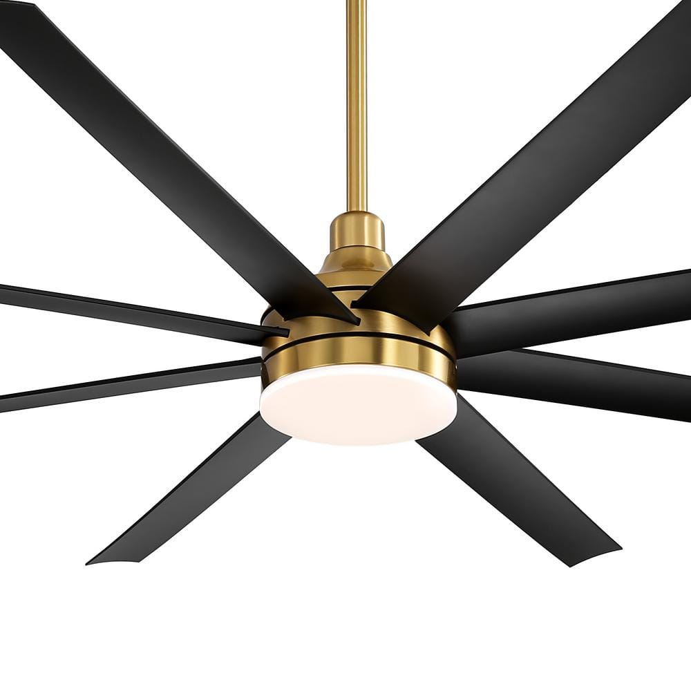 72" Gold and Black Modern Ceiling Fan with LED Light and Remote