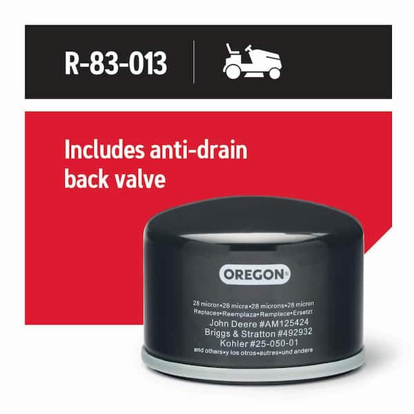 Oil Filter for Riding Mowers, Fits Briggs & Stratton Vanguard, Tecumseh, and Toro with Kawasaki engines (R-83-013)