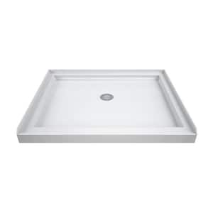 SlimLine 42 in. L x 42 in. W Single Threshold Alcove Shower Pan Base in White with Center Drain