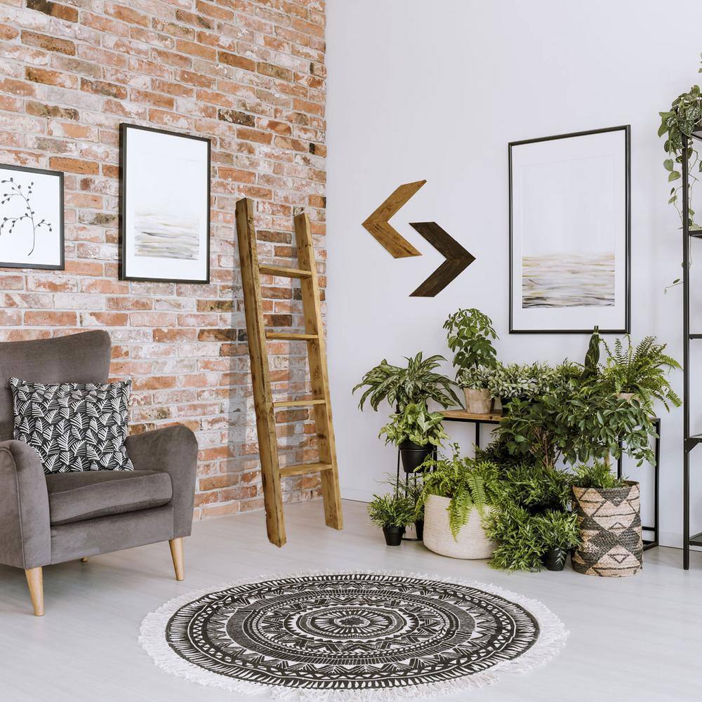 Weathered Brown Vintage Farmhouse 5-Rung Decorative Ladder
