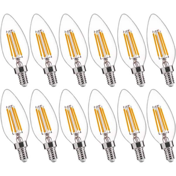 60-Watt Equivalentg B11 LED Candelabra Bulbs E12 2700K Dimmable Soft White (12-Pack)