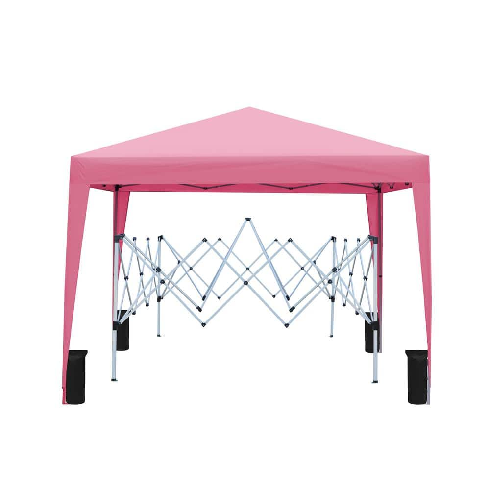 Pink 10 Ft. X 10 Ft. Pop Up Gazebo Canopy Tent With 4pcs Weight Sand 