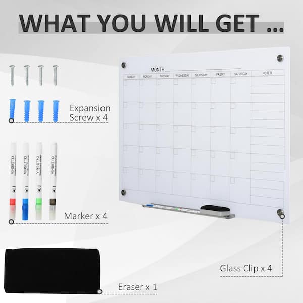 Storage Theory | Dry Erase Board Marker and Eraser Holder | Peel & Stick | No Hardware Required | White Color | Markers & Eraser Not Included
