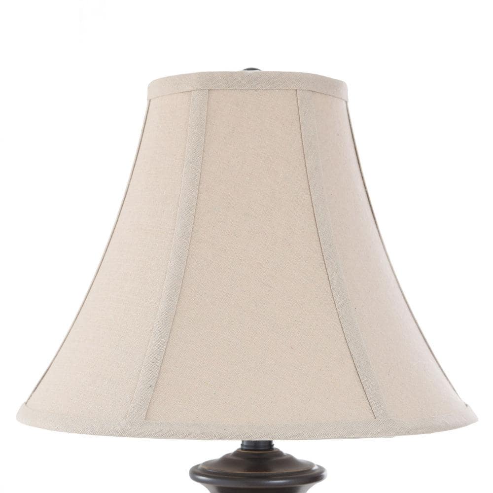 Dunbrook Dark Bronze Lamp Set with White Fabric Shades