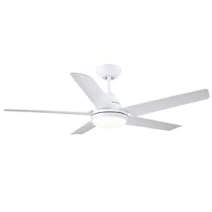 Modern 48 in 1-Light Integrated LED Indoor White Ceiling Fan Lighting with Remote