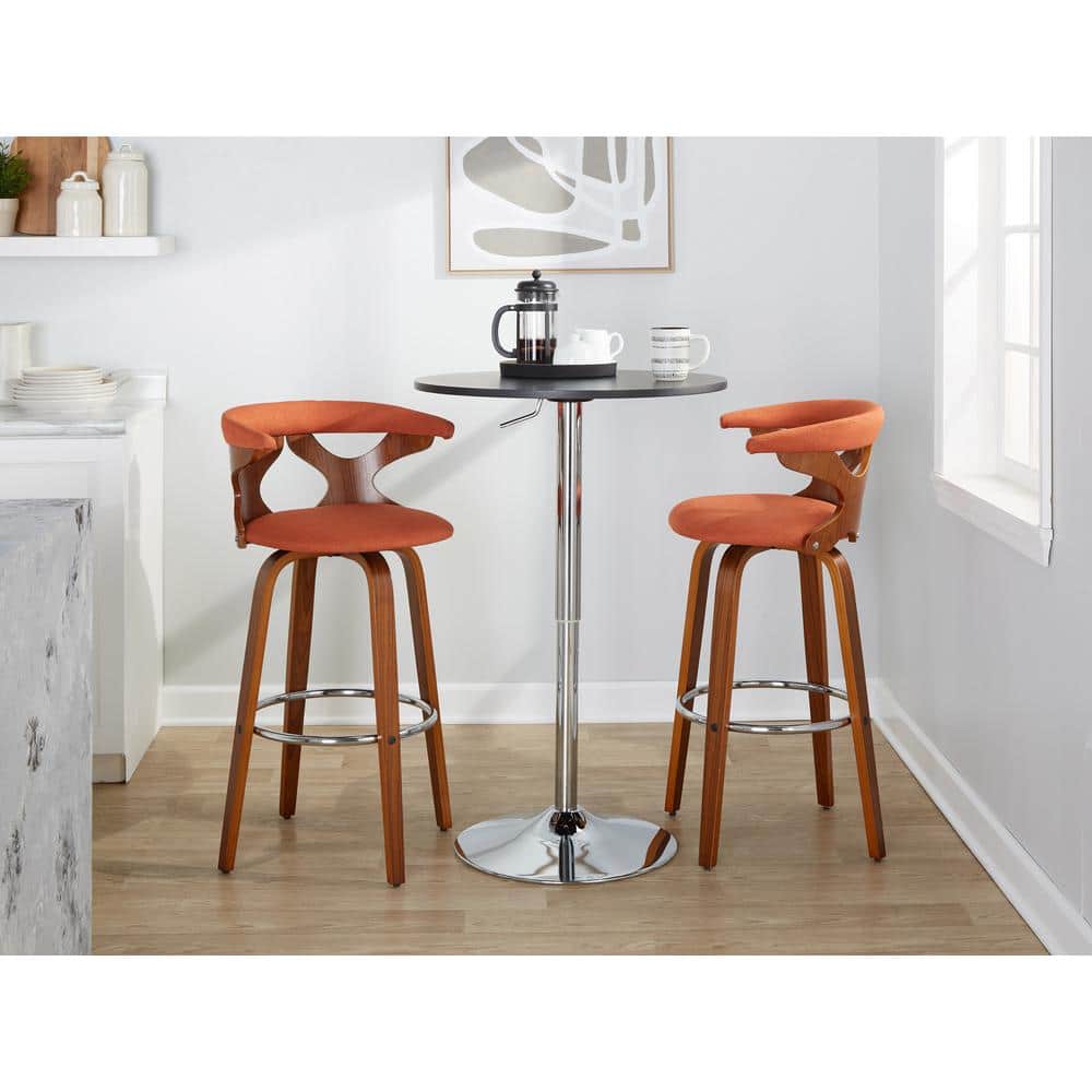 Lumisource Gardenia 29.25 in. Orange Fabric, Walnut Wood