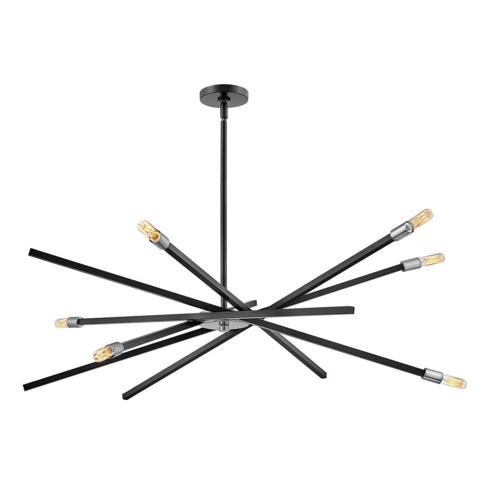 Mini Sputnik 6-Light Chandelier in Satin Black with Articulating Arms