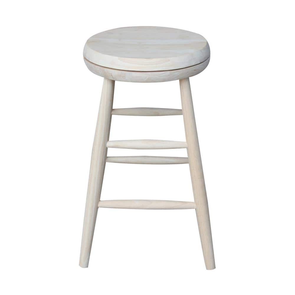 24-Inch Unfinished Swivel Solid Wood Counter Stool