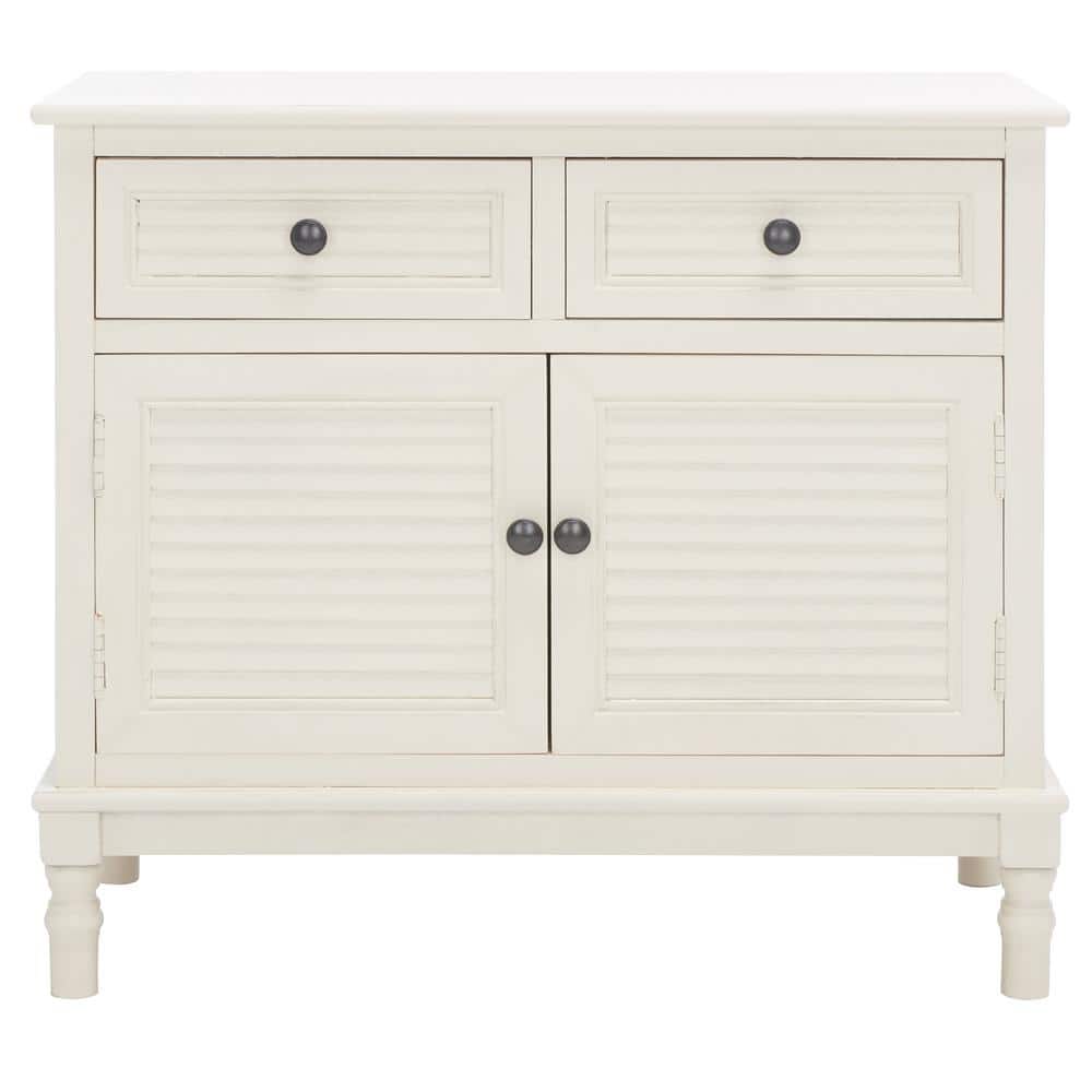 Tate Distressed White Farmhouse Chic Sideboard with Turned Legs