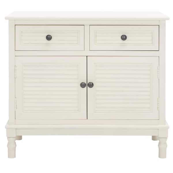 SAFAVIEH Tate 13.4 in. Distressed White Rectangle Wood Console Table with Drawer
