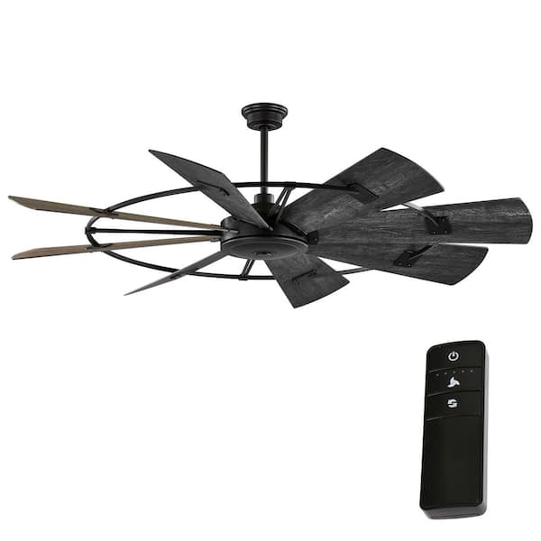 Corinth 72 in. Indoor Matte Black Ceiling Fan with DC Motor and Remote Control Included