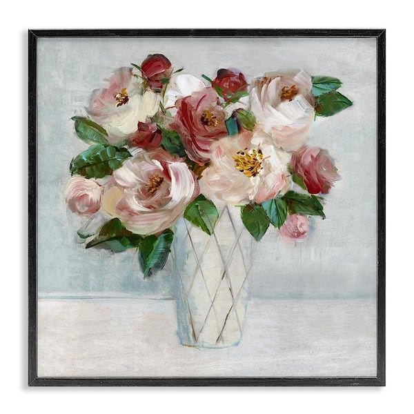 Stupell Industries Romantic Pink & Red Bouquet by Sally Swatland Black Framed Nature Giclee Art Print 24 in. x 24 in.