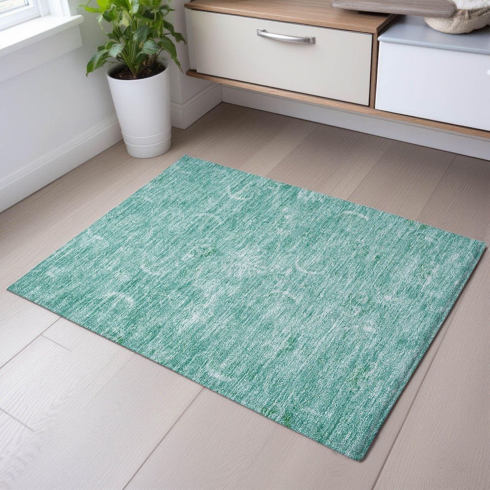 Mayfield Premium Machine Washable Abstract AMF1083 Aqua 2 ft. x 3 ft. Area Rug price history on PriceWatchPro